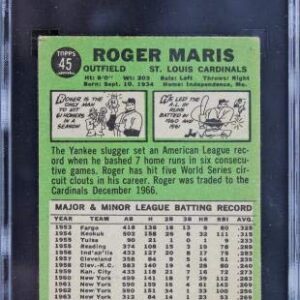 Yankees Roger Maris Signed 1967 Topps #45 Auto Card SGC - Baseball Slabbed Autographed Cards