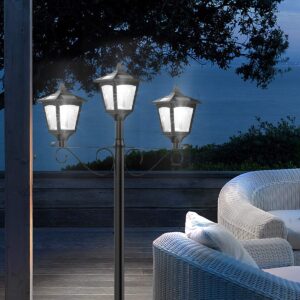 72" Solar Lamp Post Lights, Triple-Head Street Vintage Outdoor Post Light for Garden, Lawn, Planter Not Included