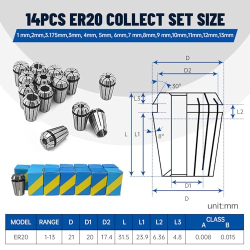 CNCTOPBAOS 2.2KW Water Cooled Spindle Motor ER20 24000rpm 400Hz+2.2KW VFD Inverter Variable Frequency Driver 110V+80mm Clamp+80W Pump+6m Pipe+14pcs Collet CNC Kit for CNC Router Milling Machine