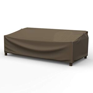 budge p3a02btnw3 stormblock hillside patio sofa cover premium, outdoor, waterproof, extra-extra-large, black and tan weave