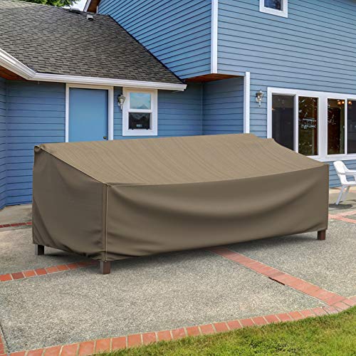 Budge P3A02BTNW3 StormBlock Hillside Patio Sofa Cover Premium, Outdoor, Waterproof, Extra-Extra-Large, Black and Tan Weave