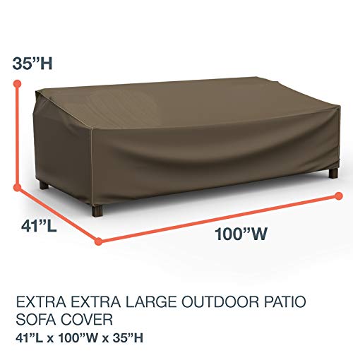 Budge P3A02BTNW3 StormBlock Hillside Patio Sofa Cover Premium, Outdoor, Waterproof, Extra-Extra-Large, Black and Tan Weave