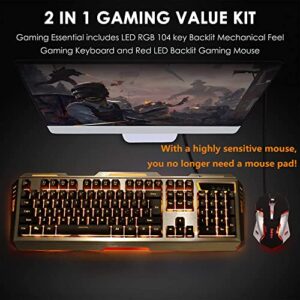 Keyboard and Mouse,Gaming Keyboard and Mouse,Light up Mouse and Keyboard Combo,Wired Keyboard and Mouse combo,Computer Keyboard and Mouse, Orange Backlit Keyboard LED keyboard and mouse for Xbox PS4