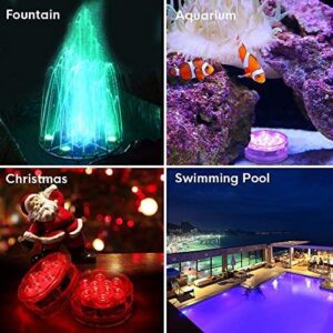 Alilimall Submersible LED Lights, 3.3'' Pool Lights Underwater Waterproof Pond Lights, AA Battery Puck Lights with Remote Magnet Suction Cup for Hot Tub Bathtub Shower Spa Vase Base Christmas Party