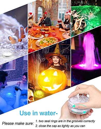 Alilimall Submersible LED Lights, 3.3'' Pool Lights Underwater Waterproof Pond Lights, AA Battery Puck Lights with Remote Magnet Suction Cup for Hot Tub Bathtub Shower Spa Vase Base Christmas Party