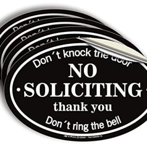 iSYFIX No Soliciting Sign Sticker for House, Home & Business - 4 Pack 7x4.6 inch - Premium Self-Adhesive Vinyl, Laminated for Ultimate UV, Weather, Scratch, Water and Fade Resistance, Indoor & Outdoor