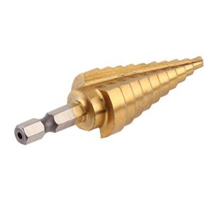 Step Drill Bit, High Speed Steel HSS Cone Drill Bit 1/4" Hex Shank Coated Hole Cutter 4-22mm