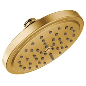 moen brushed gold 7-inch single function shower head with immersion rainshower technology, s176bg