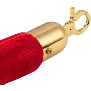 Set of 2 Red Velvet Stanchion Rope, 5-Foot Crowd Control Barriers with Polished Gold Hooks