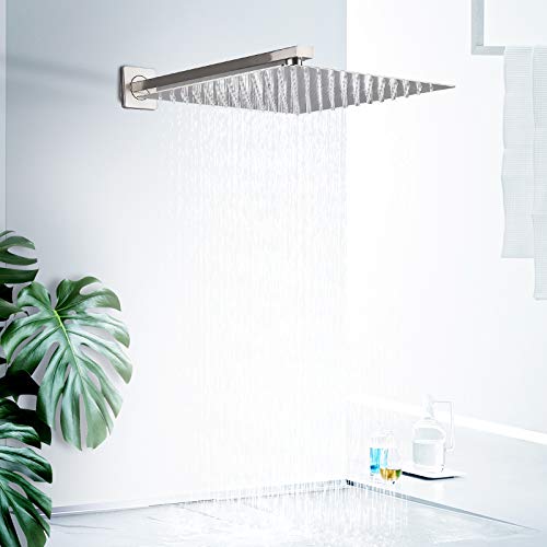 Sd 16 Inch Large Square Rain Shower head, Stainless Steel Shower Head with Polish Chrome Finish, Ultra Thin Waterfall Full Body Coverage with Silicone Nozzle Easy to Clean and Install…