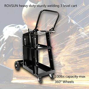 Z ZTDM Welding Welder Cart MIG TIG ARC Universal Equipment Trolley Plasma Cutter Tank Tool Storage with Silent Wheels,Removable,Portable-110lbs Capcity