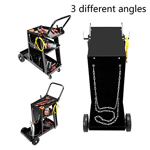 Z ZTDM Welding Welder Cart MIG TIG ARC Universal Equipment Trolley Plasma Cutter Tank Tool Storage with Silent Wheels,Removable,Portable-110lbs Capcity