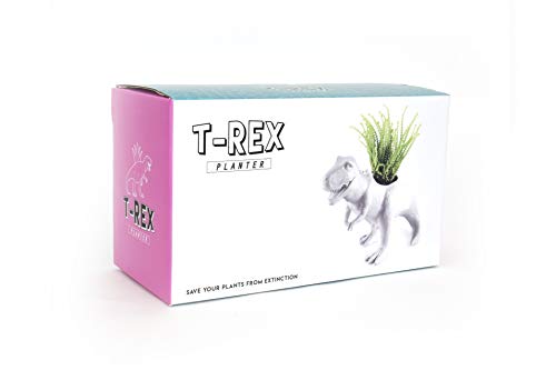 Gift Republic T-Rex Dinosaur White Planter