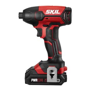 SKIL 4-Tool Kit: 20V Cordless Drill Driver, Impact Driver, Reciprocating Saw and LED Spotlight, Includes Two 2.0Ah Lithium Batteries and One Charger - CB739601, White