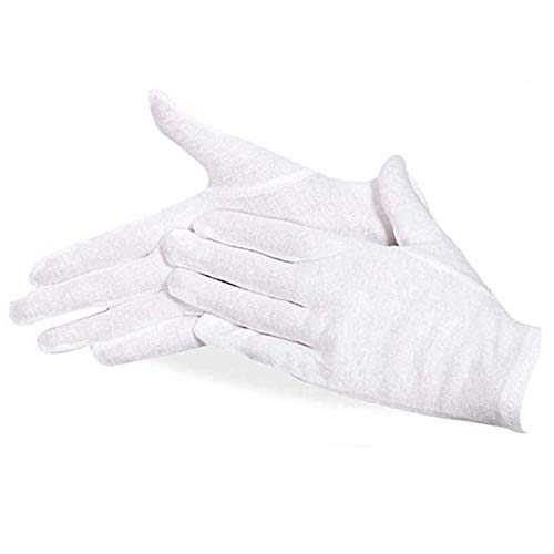 White Soft Cotton Gloves Handling Gloves Dry Hands,Photograph,Art Handling,Jewelry Silver Coin Inspections,Cosmetic(10 Pairs)