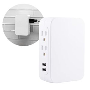ge pro 5-outlet extender with 2 usb ports, surge protector, side access, wall tap adapter, 3-prong, 860 joules, 2.4 amp/12 watt ultra-charge, warranty, ul listed, white, 39670