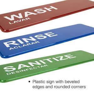 Excello Global Products Wash, Rinse, Sanitize Signs 8.5" x 2.75" (3 Signs)
