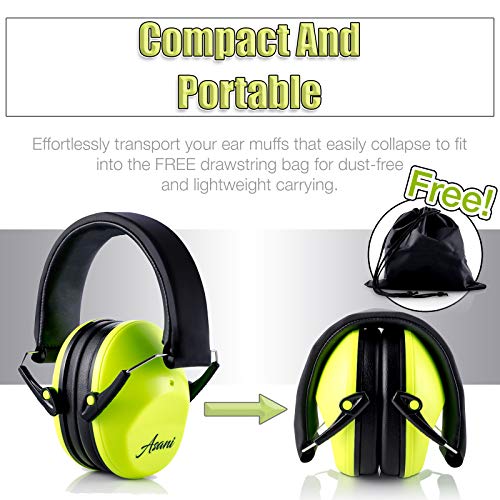 Asani Kids’ Noise Cancelling Ear Muffs | 25db Hearing Protection Earmuffs for Children/Toddler | Sound Blocking Over Ear Headphones | Bonus Carry Bag | For Shooting Range, Mowing, Car Race & More