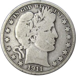 1911 barber half dollar vg very good 90% silver 50c us type coin collectible