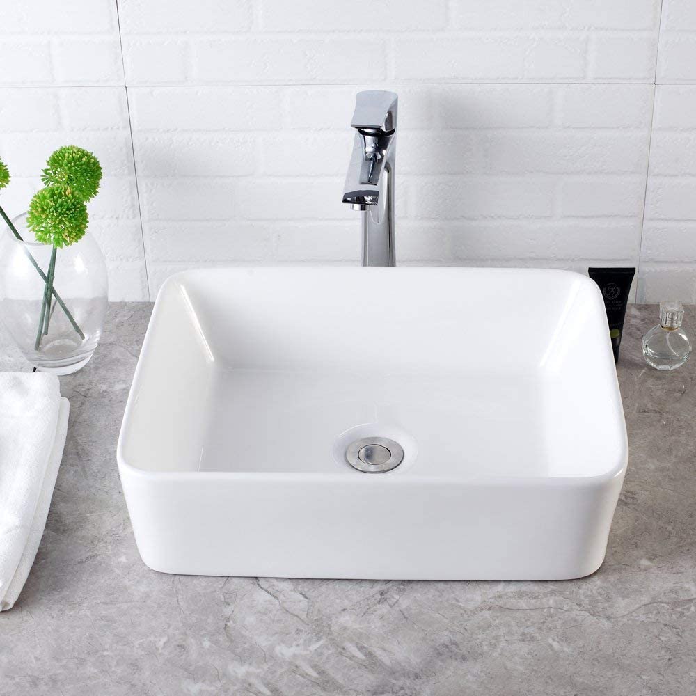 Vessel Sink Rectangle - Lordear 19 Inch Bathroom Sink Rectangular Modern Above Counter Bathroom Sink White 19x15 Inch Porcelain Ceramic Vessel Vanity Sink Art Basin