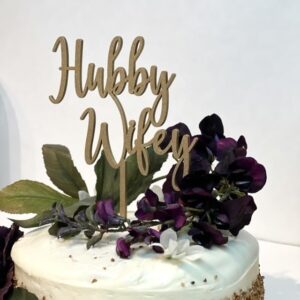 personalized wedding cake topper, wooden cake toppers, hubby wifey, bride & groom