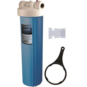 bluonics 4.5 x 20" whole house water filter housing system for standard size 4.5" x 20" cartridge - complete with wrench, bracket and screws