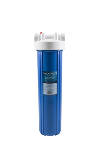 Bluonics 4.5 x 20" Whole House Water Filter Housing System for Standard Size 4.5" x 20" Cartridge - Complete with Wrench, Bracket and Screws