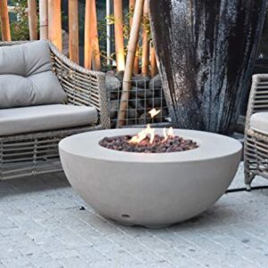 Modeno Roca Outdoor Fire Pit Propane Table 34 Inches Round Firepit Table Concrete High Floor Clearance Patio Heater Electronic Ignition Backyard Fireplace Cover Lava Rock Included