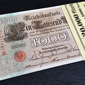 1910 DE GIANT PACK FRESH GERMAN 1910 1000 MARKS! HIGHEST DENOM LARGEST GERMAN EMPIRE BILL! 1000 Marks CRISP UNCIRCULATED