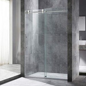 woodbridge msdc4876-b frameless sliding glass shower door | 44"-48"w x 76"h | brushed nickel finish