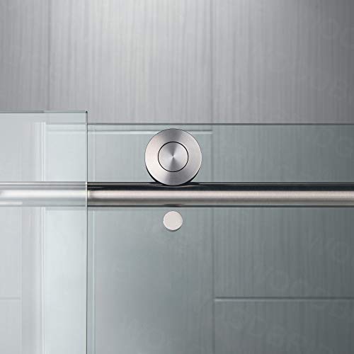 WOODBRIDGE MSDC4876-B Frameless Sliding Glass Shower Door | 44"-48"W x 76"H | Brushed Nickel Finish