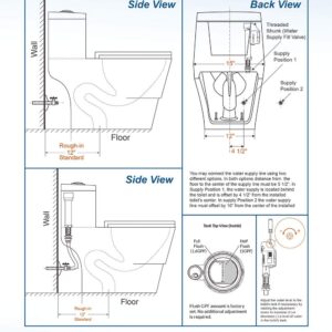 WOODBRIDGE One Piece Toilet with Soft Closing Seat, Chair Height, 1.28 GPF Dual, Water Sensed, 1000 Gram MaP Flushing Score Toilet with Chrome Button T0001-CH, White