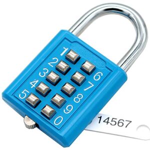 mioni 10 position button combination padlock, 5 position locking mechanism, bluexi15:18
