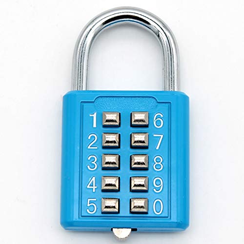 MIONI 10 Position Button Combination Padlock, 5 Position Locking Mechanism, bluexi15:18