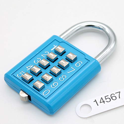 MIONI 10 Position Button Combination Padlock, 5 Position Locking Mechanism, bluexi15:18