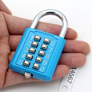 MIONI 10 Position Button Combination Padlock, 5 Position Locking Mechanism, bluexi15:18