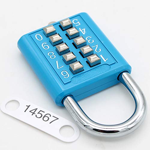 MIONI 10 Position Button Combination Padlock, 5 Position Locking Mechanism, bluexi15:18