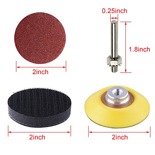 SIQUK 130 Pcs 2 inch Sanding Discs Pad with 1pc 1/4 inch Shank Backing Pad and 1pc Soft Foam Buffering Pad for Drill Grinder (10pcs Each Grit 60 80 120 180 240 400 600 800 1000 1200 1500 2000 3000)