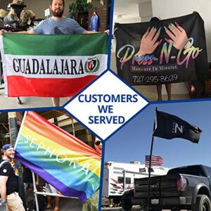ANLEY Double Sided Custom Flag 3x5 Ft For Outdoors - Print Your Own Logo/Design/Words - Vivid Color, Canvas Header and Double Stitched - Customized Two Side Flags Banners with Brass Grommets 3 X 5 Ft