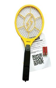 electric fly swatter - bug zapper - best high voltage handheld mosquito killer - wasp, fruit fly, insect trap racket for indoor, travel, camping and outdoor control (2 aa batteries included)