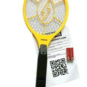 Electric Fly Swatter - Bug Zapper - Best High Voltage Handheld Mosquito Killer - Wasp, Fruit Fly, Insect Trap Racket for Indoor, Travel, Camping and Outdoor Control (2 AA Batteries Included)