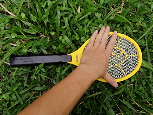 Electric Fly Swatter - Bug Zapper - Best High Voltage Handheld Mosquito Killer - Wasp, Fruit Fly, Insect Trap Racket for Indoor, Travel, Camping and Outdoor Control (2 AA Batteries Included)