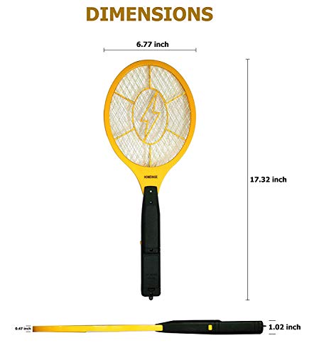 Electric Fly Swatter - Bug Zapper - Best High Voltage Handheld Mosquito Killer - Wasp, Fruit Fly, Insect Trap Racket for Indoor, Travel, Camping and Outdoor Control (2 AA Batteries Included)