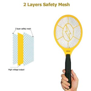 Electric Fly Swatter - Bug Zapper - Best High Voltage Handheld Mosquito Killer - Wasp, Fruit Fly, Insect Trap Racket for Indoor, Travel, Camping and Outdoor Control (2 AA Batteries Included)