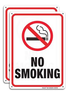 no smoking sign,2 pack no smoking metal reflective signs - 10 x 7 .040 rust free heavy duty aluminum sign - uv printed with professional graphics - easy to mount - indoor & outdoor use