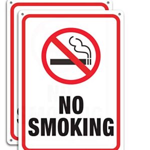 No Smoking Sign,2 Pack No Smoking Metal Reflective Signs - 10 x 7 .040 Rust Free Heavy Duty Aluminum Sign - UV Printed with Professional Graphics - Easy to Mount - Indoor & Outdoor Use