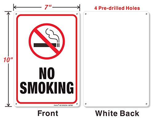 No Smoking Sign,2 Pack No Smoking Metal Reflective Signs - 10 x 7 .040 Rust Free Heavy Duty Aluminum Sign - UV Printed with Professional Graphics - Easy to Mount - Indoor & Outdoor Use