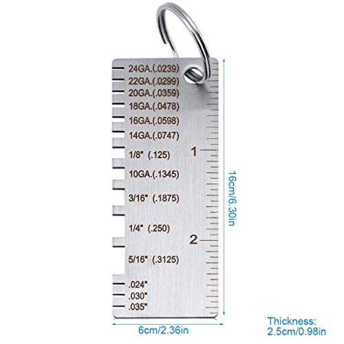 Debaishi Wire/Metal Sheet Thickness Gauge Stainless Steel Welding Gage Plated Size Inspection Tool, Wire Metal Sizes Thickness Gauge