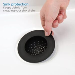 iDesign BPA-Free Flexible Silicone Kitchen Sink Strainer, 4.3" x 4.3" x 1.4", Black