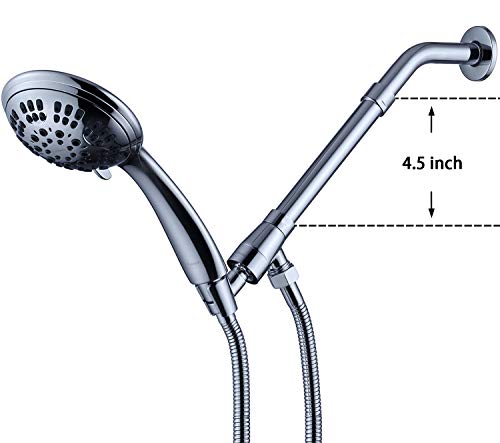 G-Promise Solid Brass Shower Head Extension Arm, 7 Inch Shower Arm Extension, Shower Head Extender, Lower Shower Head, All Solid Brass Construction, Chrome (shower arm extension)